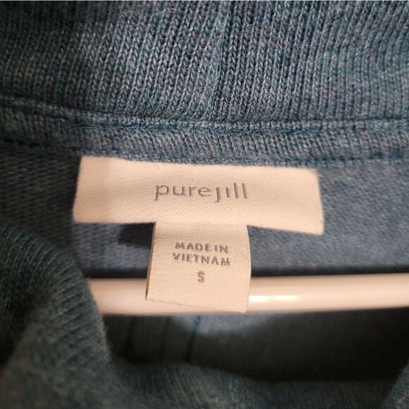 J. Jill Pure Jill Blue Wide Sleeve Sharkbite Hem Sweater Cowlneck Oversized, S - Picture 7 of 8